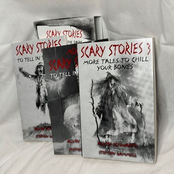 Scary Stories Boxed Set Alvin Schwartz & Stephen Gammell 3 Book Set Complete - Picture 1 of 14